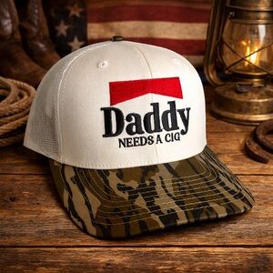 Mad Hatter Co Daddy Needs A Cig Mossy Oak Trucker Hat Snapback Cap NWT